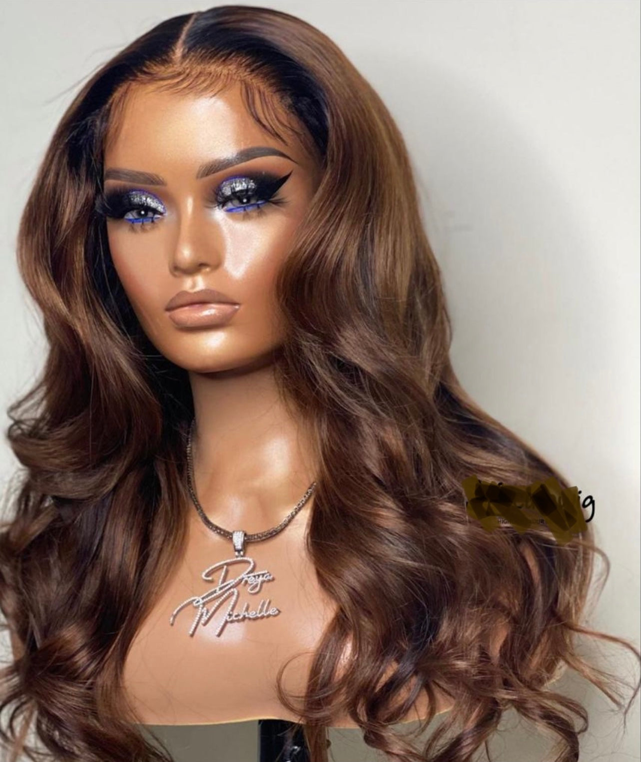 DB LUXE Chocolate Brown Highlight Wig