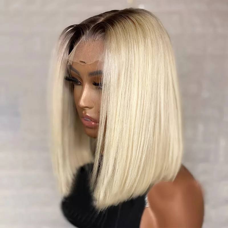 “13x4 raw hair lace frontal ombré blonde bob